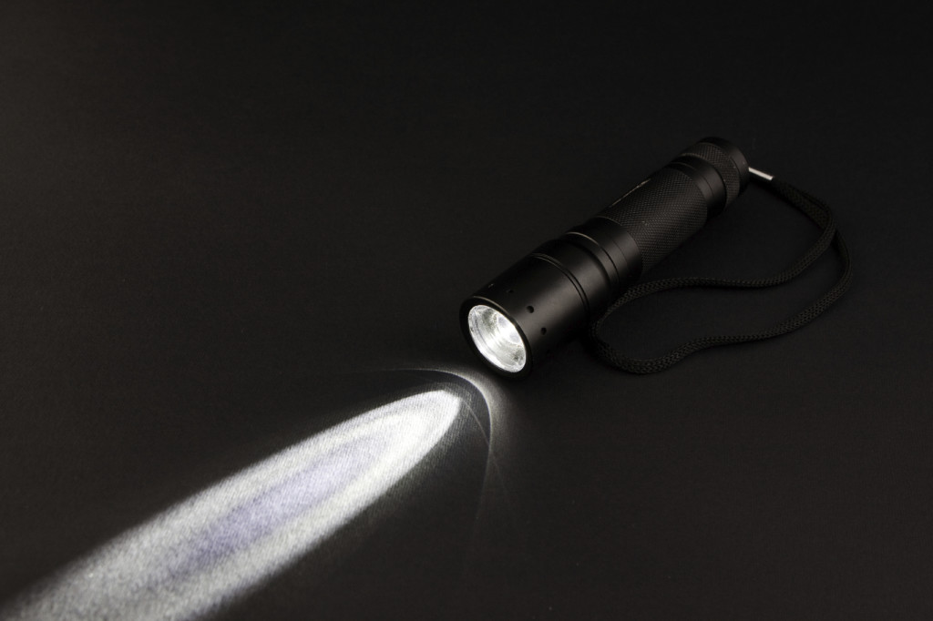 flashlight with a light beam